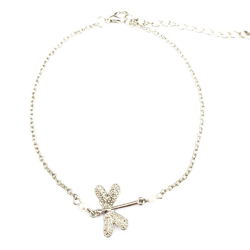 Lắc chân chuồn chuồn đính ngọc trai bạc | BigBuy360 - bigbuy360.vn