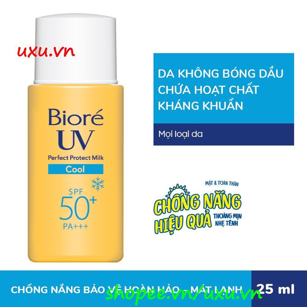 Sữa Chống Nắng Mát Lạnh 25ml Biore Cool SPF50+/PA+++ Bảo Vệ Da Hoàn Hảo, Với uxu.vn Tất Cả Là Chính Hãng.