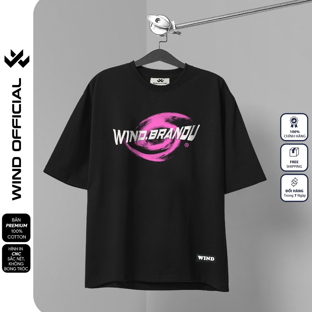 Áo thun tay lỡ unisex form rộng WIND 65% cotton Lốc Xoáy nam nữ oversize ulzzang
