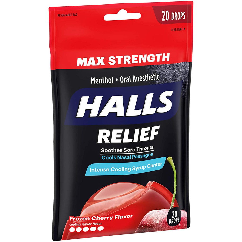 Kẹo ngậm Halls hương Cherry siêu the - 20viên