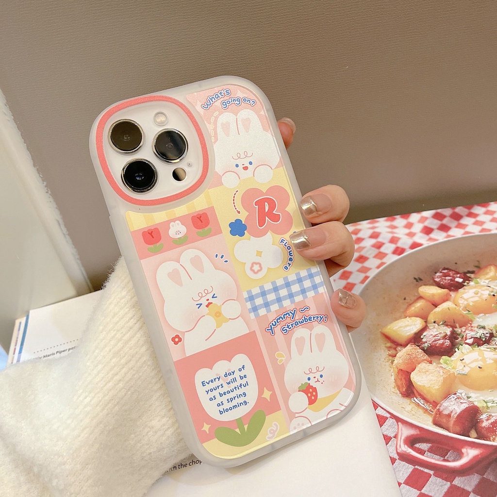 Ốp Điện Thoại tpu Mềm Hình Thỏ Hồng Cho iphone 7 8 plus x xr xs 11 12 13 14 15 mini pro max se 2020