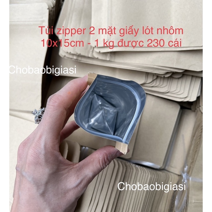 1kg/size túi zip 2 mặt giấy bên trong lót nhôm size 10x15cm (230 cái/kg) đựng mẫu cafe (sp y hình)