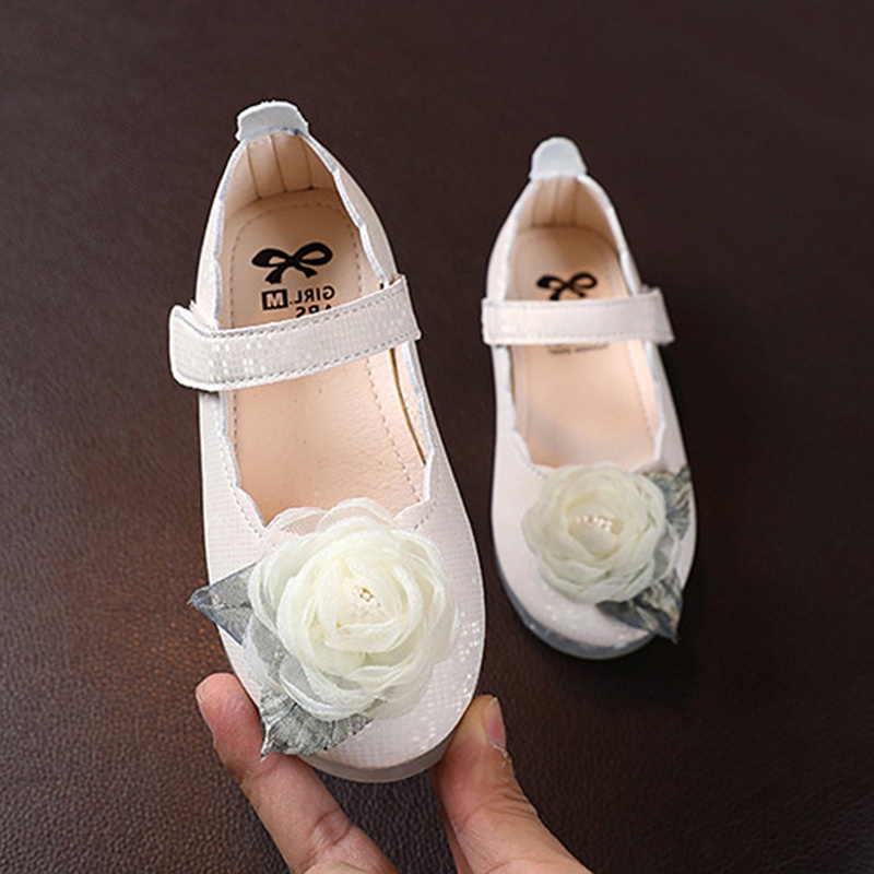 Giày Búp Bê Da Đính Hoa Xinh Xắn Cho Bé Gái