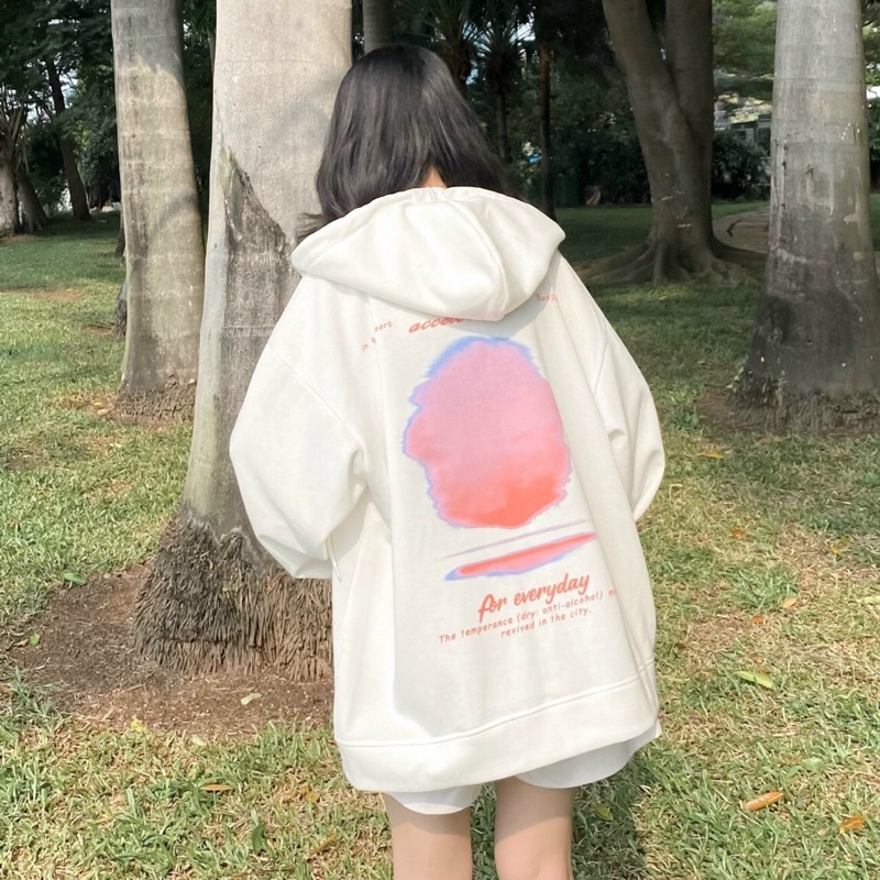 Áo Khoác Hoodie Zip Day Form Rộng Unisex Vải Nỉ Bông Oversize Ulzaang - Yowol.sg