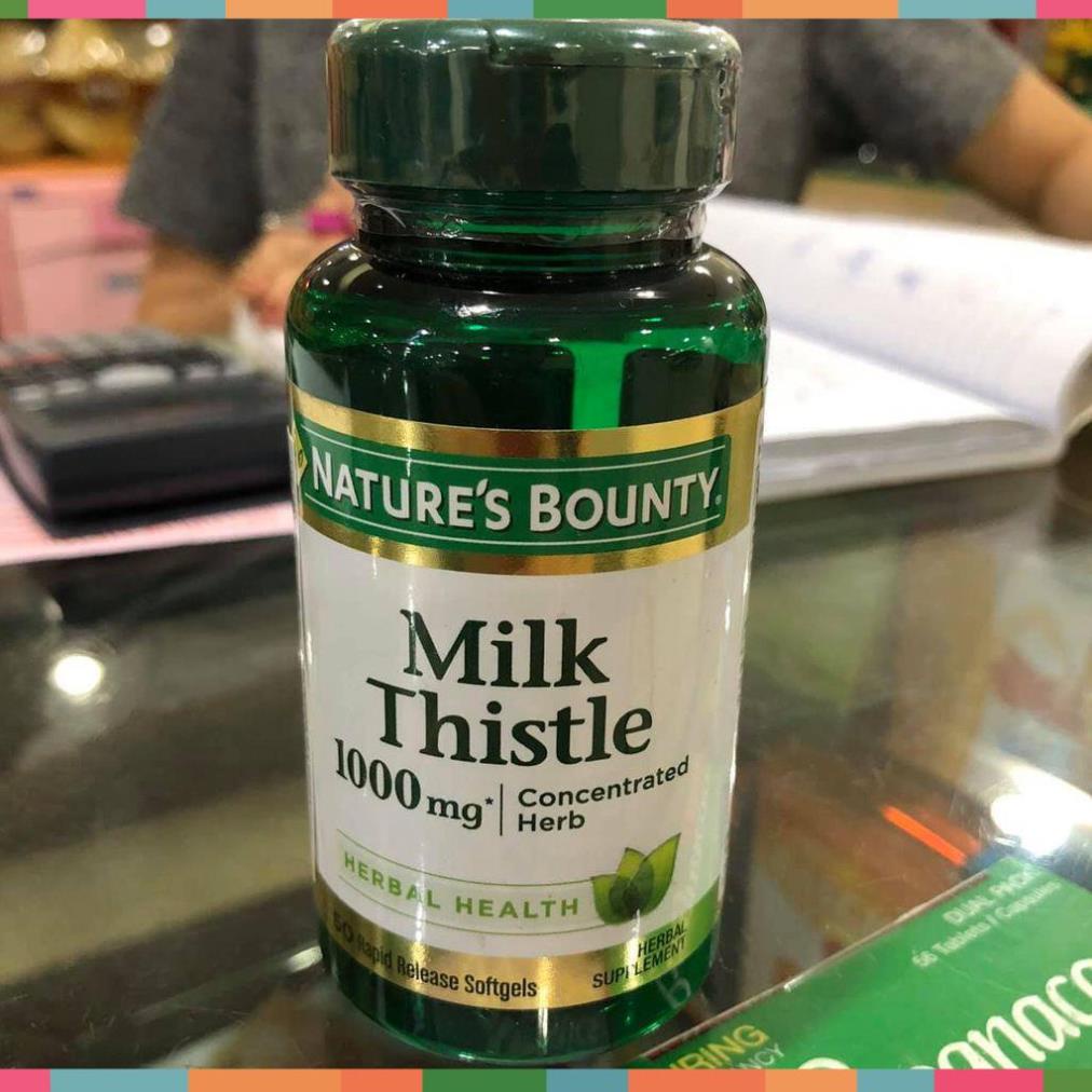 Viên uống thải độc gan, tăng cường cức năng gan, hạ men gan MILK THISTLE 1000mg của Mỹ ( Lọ 50 viên)