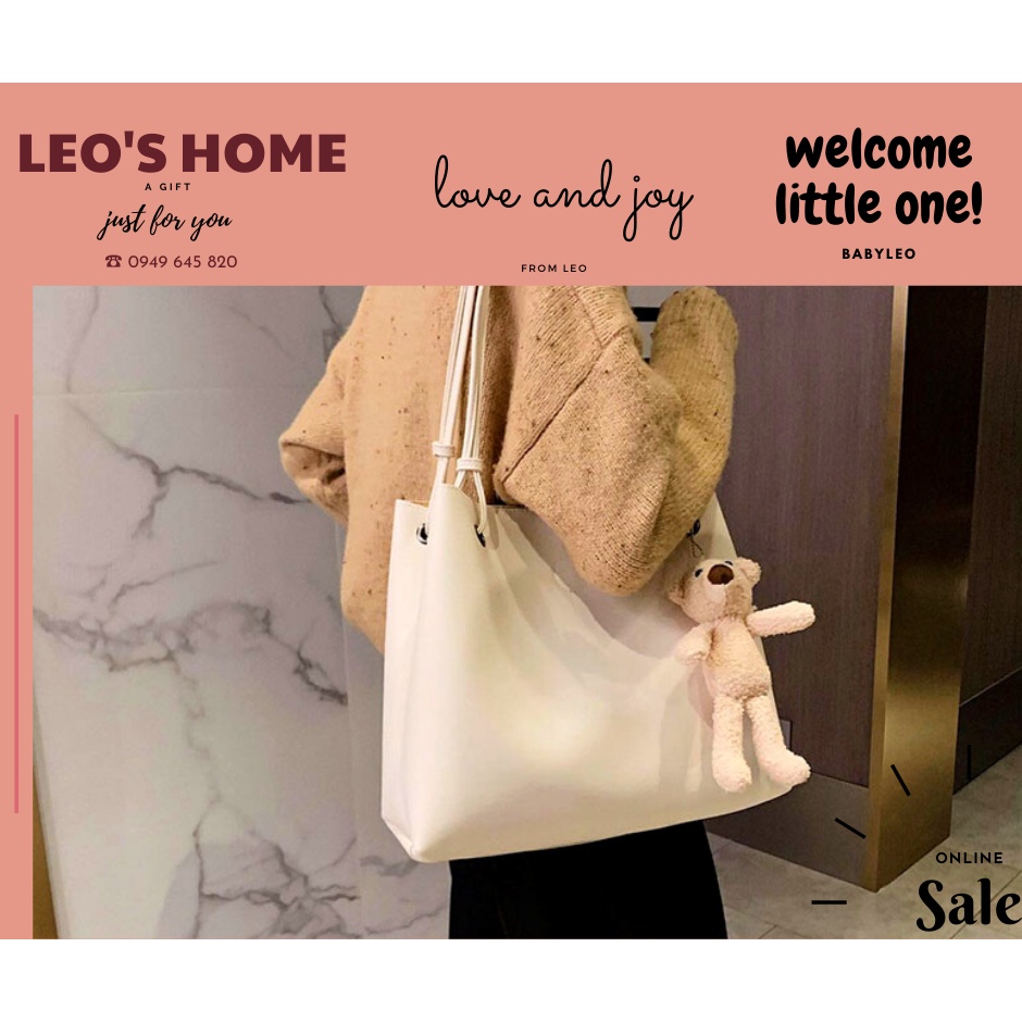 Túi Xách Nữ - kèm gấu và ví nhỏ bên trong thời trang - "Leo's Home"