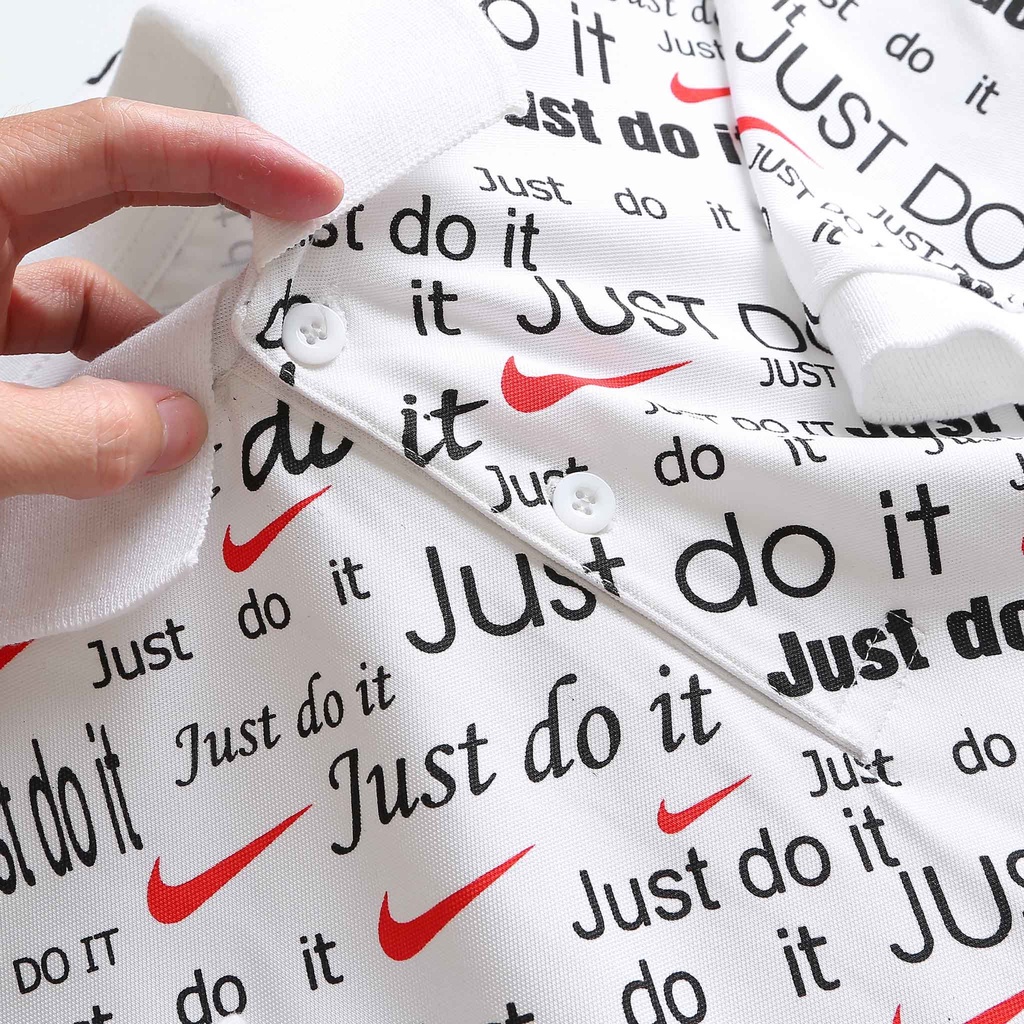 Áo thun polo nam big size 3XL 90kg họa tiết Just Do lt 3M - Áo polo nam thể thao chất liệu cotton poly cao cấp
