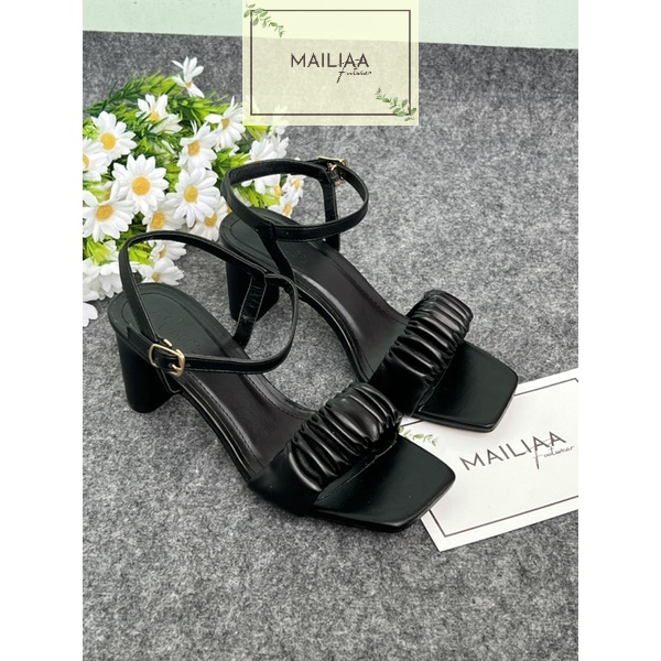 Sandal gót trụ 7 phân MAILIAA quai nhúng siêu mềm