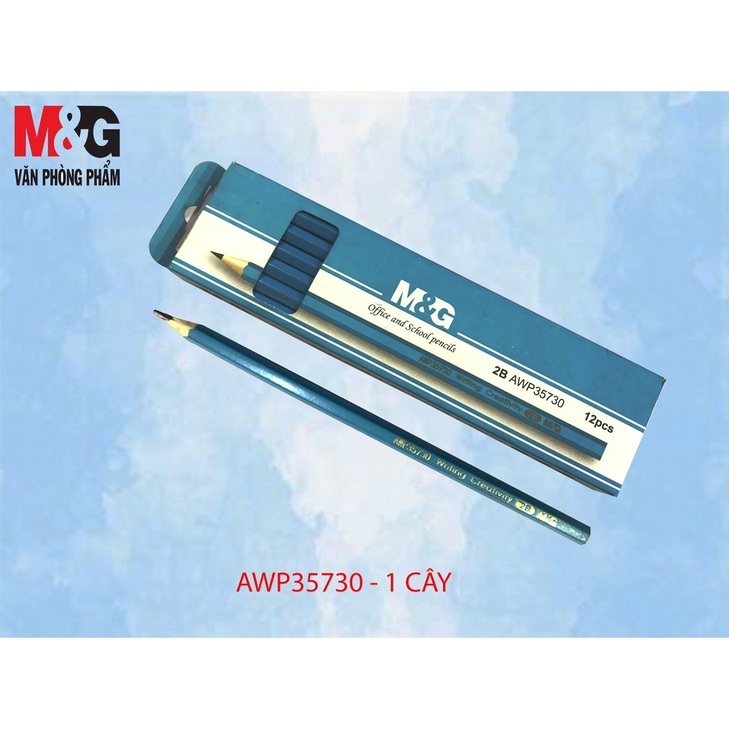 Chì Chuốt 2B Màu Xanh Có chuốt sẵn, không có gôm trên đầu - AWP35730-1 cây