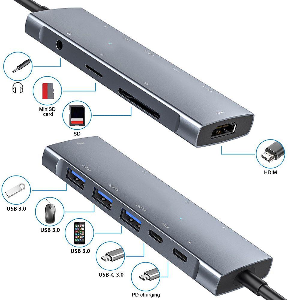 Bộ ChuyểN ĐổI BORAG 9 Trong 1 SD / TF, VGA USB3.0 Audio 4K HDMI