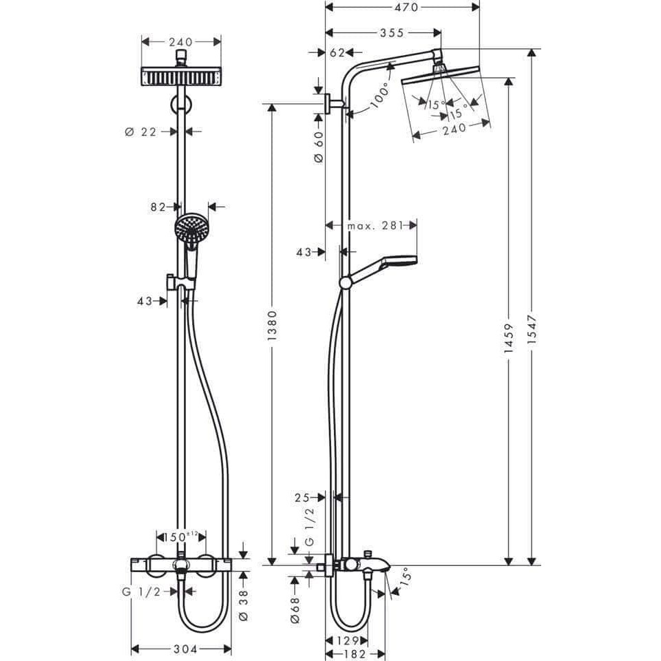 Bộ sen tắm HANSGROHE 3 IN 1 bát tròn 240mm