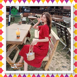 Đầm Suông In Hoa Tay Nơ Chất Vải Voan Phù Hợp Dạo Phố Đi Chơi Picnic