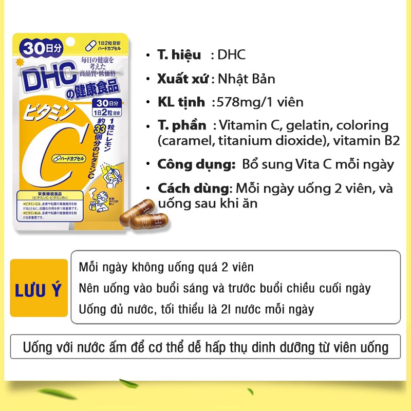 Combo NGỪA MỤN - GIẢM THÂM DHC Nhật Bản (VitaminC + Kẽm) thực phẩm chức năng tăng đề kháng gói 30 ngày TM-DHC-CB2