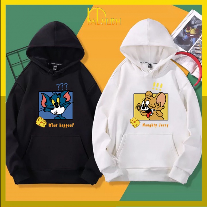 ÁO HOODIE CẶP NAM NỮ IN HOẠT HÌNH TOM JERRY