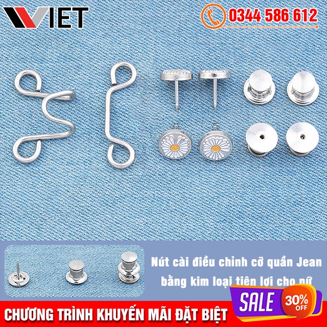 Nút Gài, Khuy Cài Ko Cần Đục Lỗ Điều Chỉnh Lưng Quần Jean Quần Bò Cạp Rộng Cho Nữ - Phandungshop