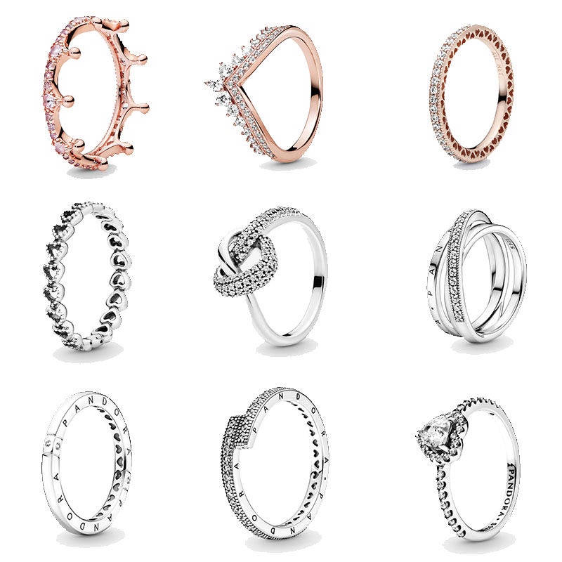 PANDORA Nhẫn Đính Hôn Bạc 925 Khắc Chữ "You and My Heart" Đính Đá Xinh Xắn Cho Nữ