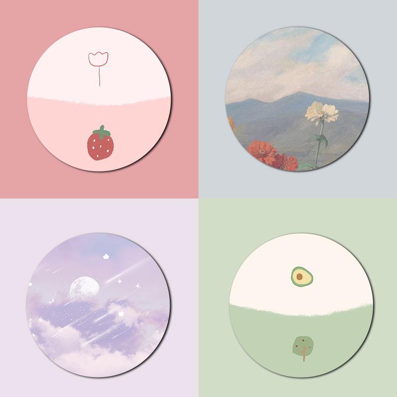 Tấm Lót Chuột Hình Tròn Dày Dặn Chống Trượt Họa Tiết Hoạt Hình Dễ Thương