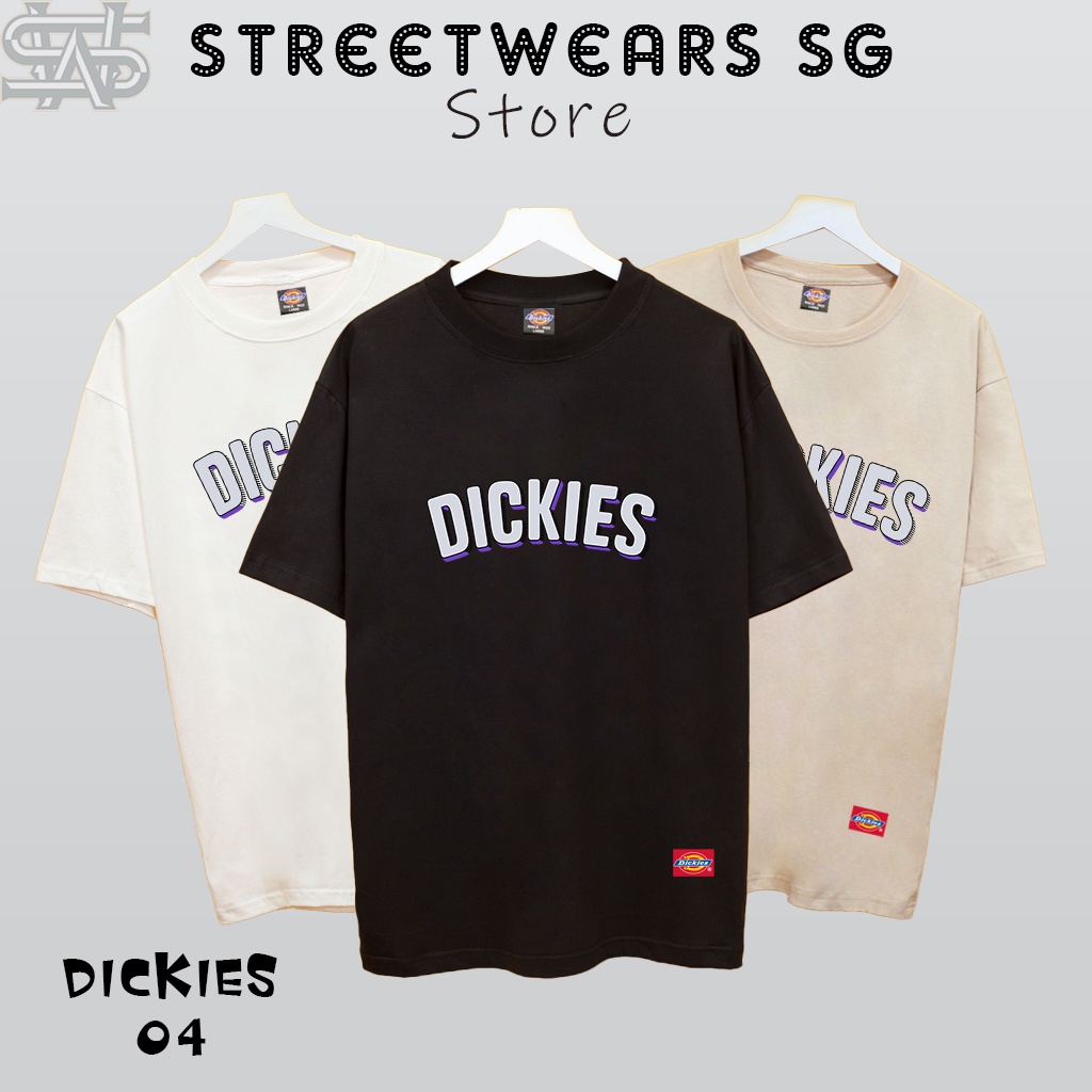 Áo Thun Dickies Logo Trắng Cong form rộng - T-Shirt Dickies cao cấp-DK04-Streetwears SG