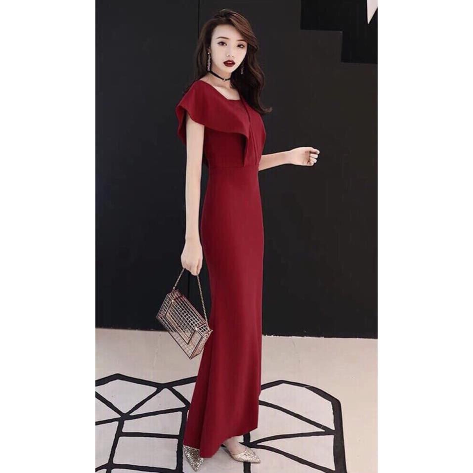 Váy Đầm Dạ Hội Màu Đỏ Cánh Tiên Cao Cấp Thun Nhập Sang Trọng Quý Phái