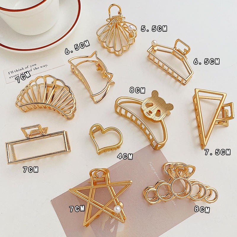 Kẹp tóc càng cua kim loại màu sắc vàng đồng phong cách Hàn Quốc thời trang