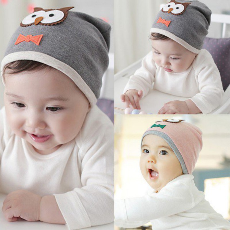 Mũ cotton in hình cú dễ thương cho bé