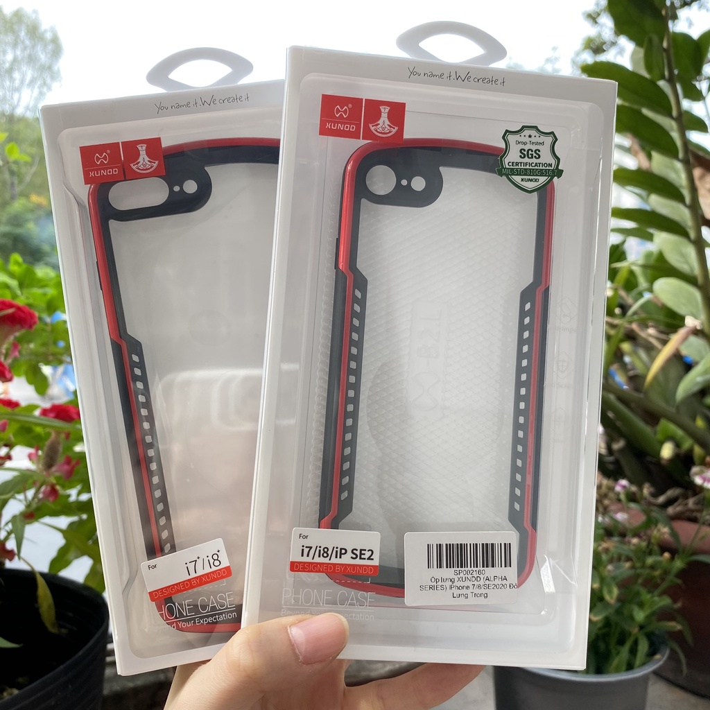 [Hỏa Tốc HCM] Ốp lưng XUNDD iPhone 7+/ 8 Plus, 7/8/SE 2/SE 3 (ALPHA SERIES) -Mặt lưng trong, Chống sốc, Cạnh màu - Xanh