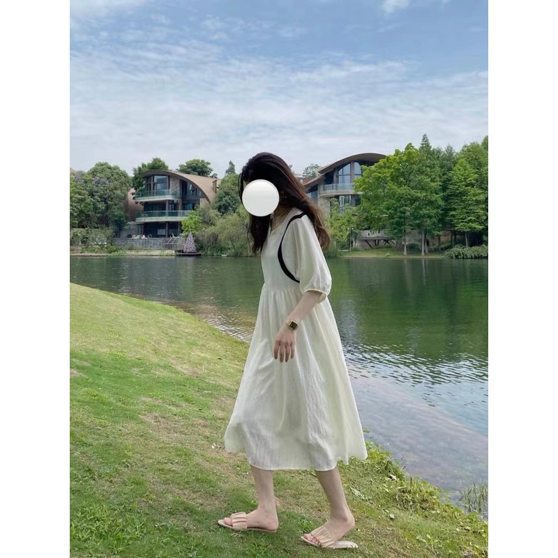 Đầm Bầu Cổ Chữ V Màu Sắc Đơn Giản Thanh Lịch