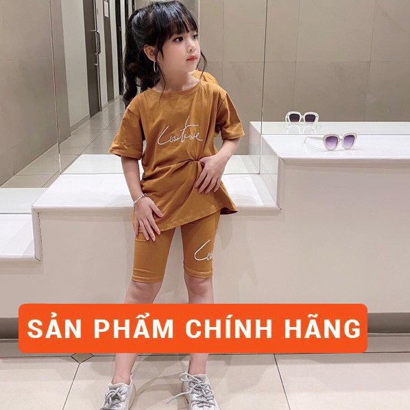 Set bộ chữ kí quần lửng cho bé gái  ❤️ FREESHIP ❤️ Giảm 10K Nhập [QUANAOTREEM] Bộ cotton thêu chữ kí cho bé