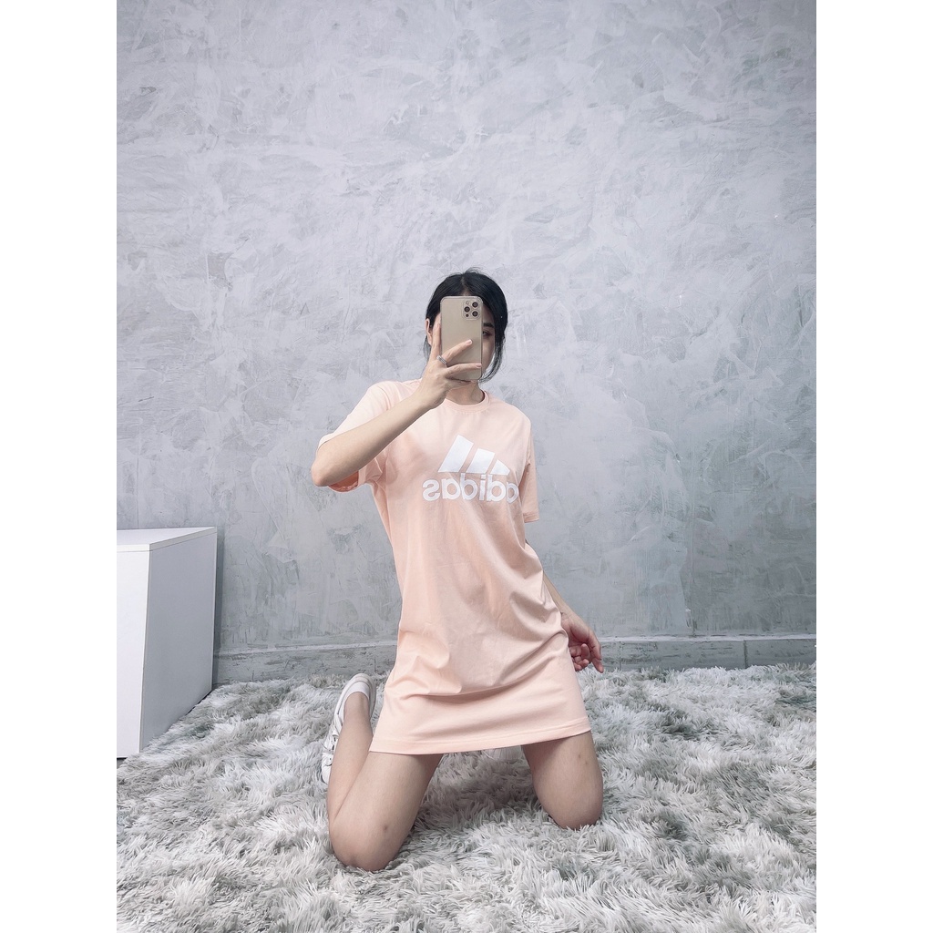 (HÀNG XUẤT XỊN) Váy / Đầm das hồng nhạt 1800 Essential Logo Dress PINK Made in Cambodia full tag code