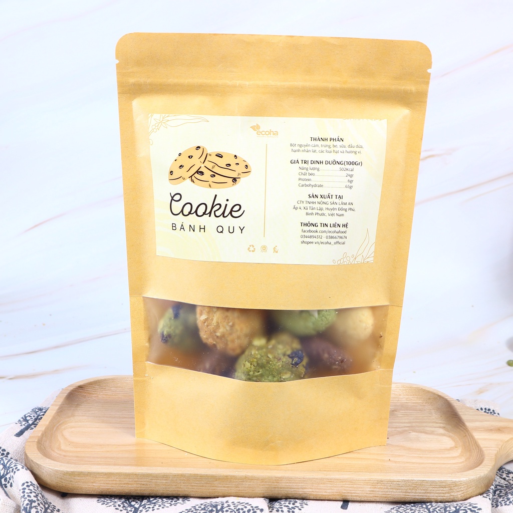 Bánh cookie hạnh nhân nguyên cám 300gr, bánh ngũ cốc ăn kiêng lành mạnh, bổ dưỡng ECOHA