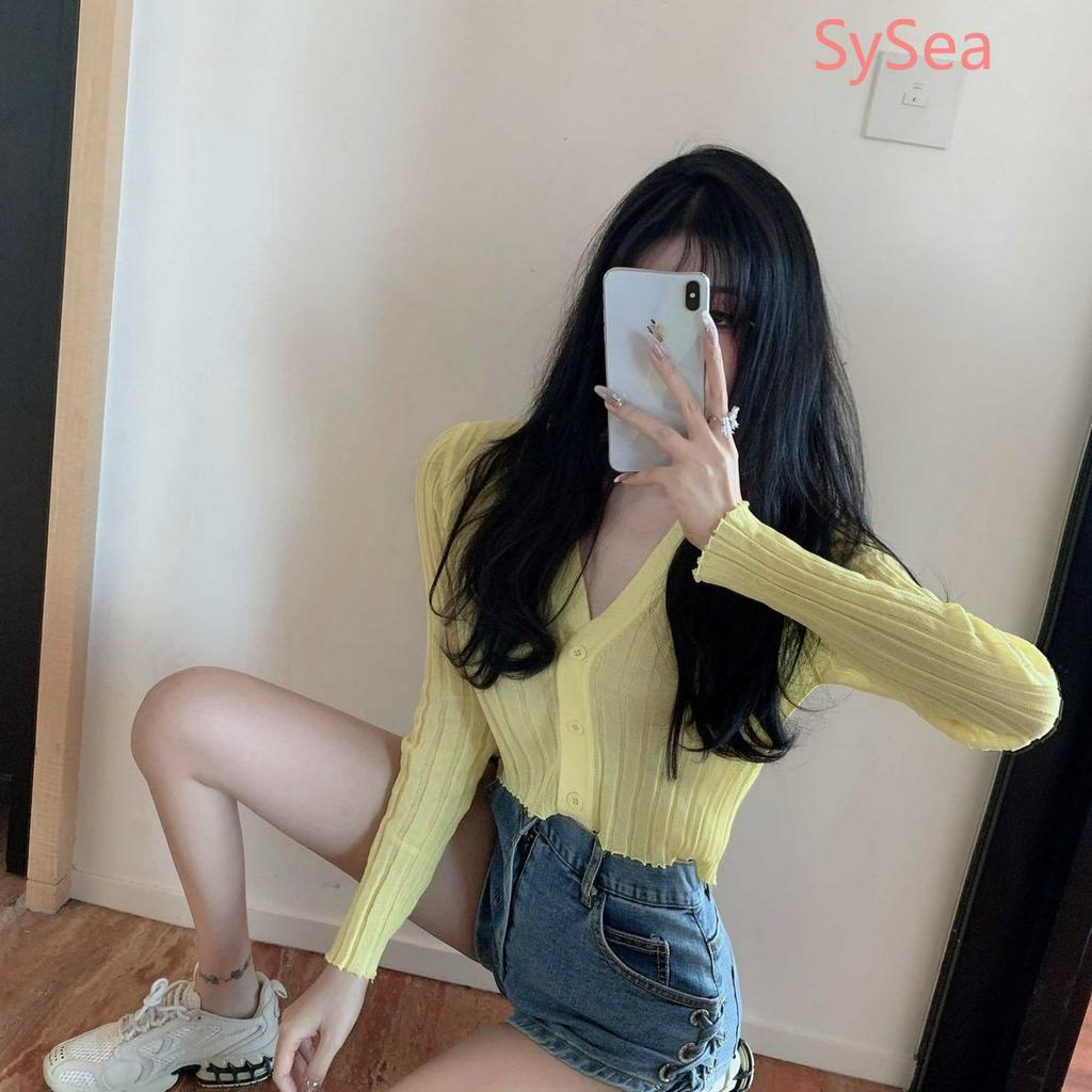 Áo Khoác Cardigan Tay Dài Cổ Chữ V Thời Trang Mùa Hè Dành Cho Nữ