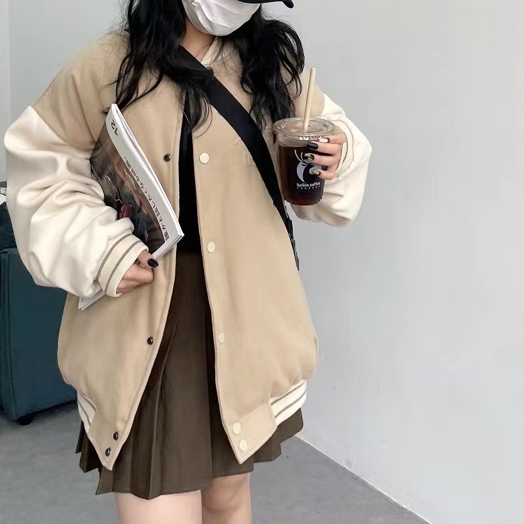 Áo Khoác Bóng Chày Vải Cotton Dày Dáng Rộng Kiểu Retro Mỹ Thời Trang Thu Đông Cho Nam Và Nữ