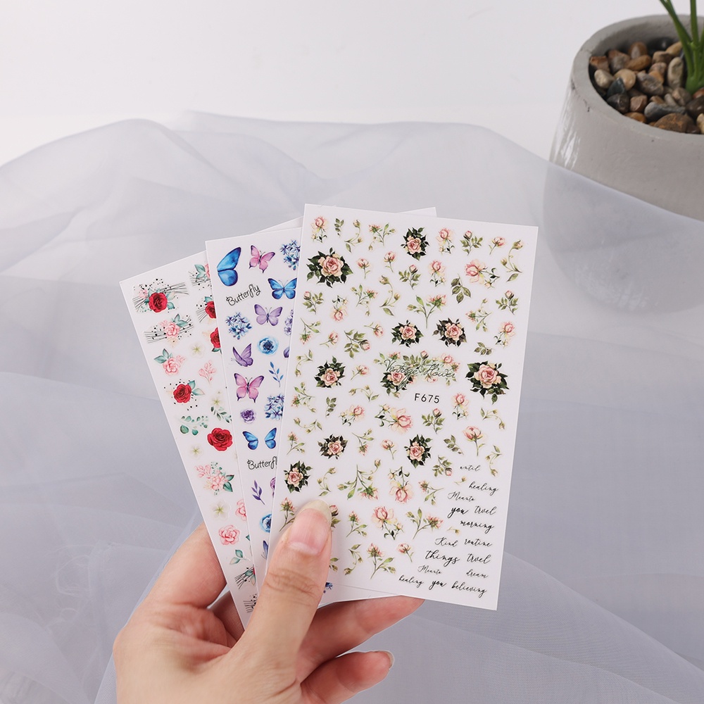 [Hàng mới về] Hình dán trang trí móng nghệ thuật 3D họa tiết bướm nhiều màu sắc thời trang