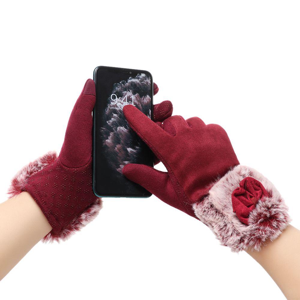 EUCA Găng Tay Giả Lông Plus Đính Nơ