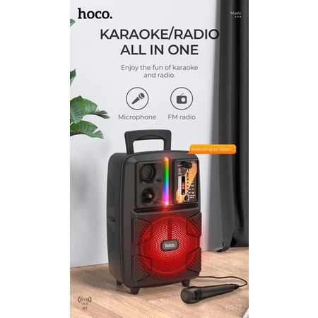 LOA BLUETOOTH  KẸO KÉO MINI TÍCH HỢP MIC HÁT KARAOKE HOCO BS37 CHÍNH HÃNG