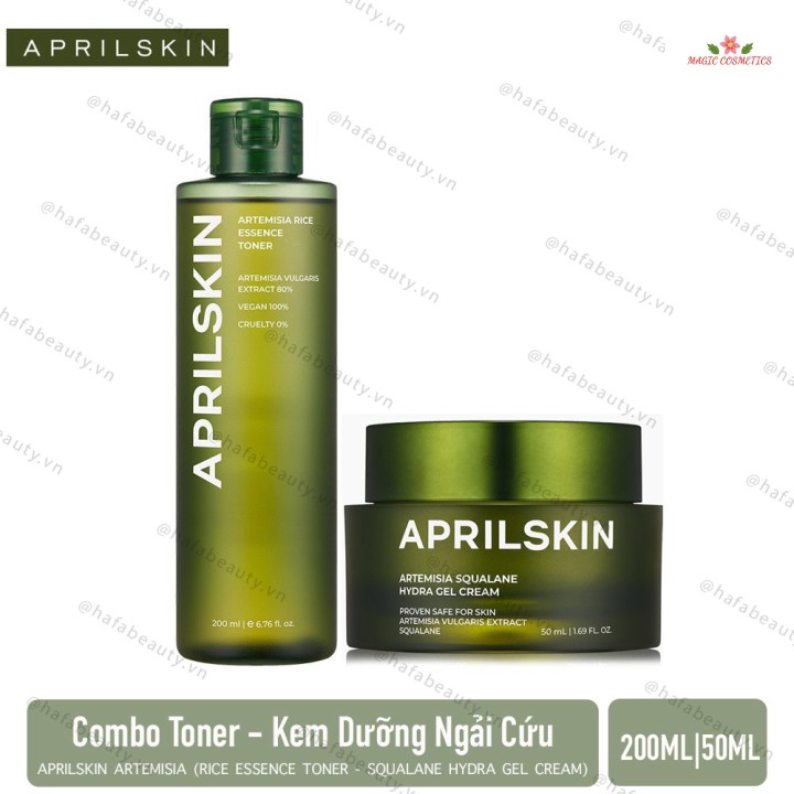 [Mã giảm giá] Toner - Kem Dưỡng Ngải Cứu Aprilskin Artemisia (Rice Toner 200ml - Hydra Gel Cream 50ml)