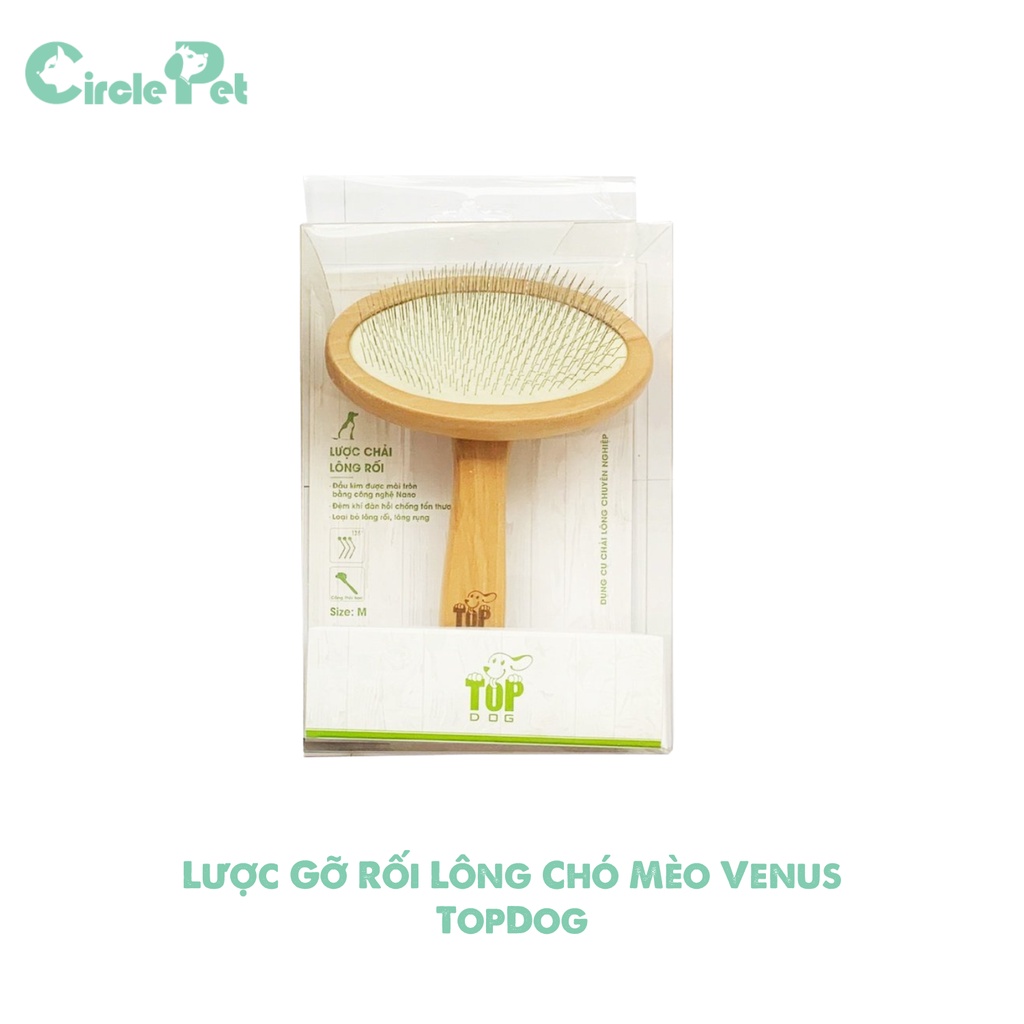 Lược Gỡ Rối Lông Chó Mèo Venus TopDog Chải Mượt Lông Có Lớp Cao Su Đệm Khí - Circle Pet