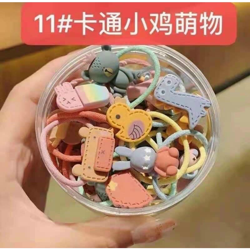 HỘP DÂY BUỘC TÓC 30 CHI TIẾT - HỘP DÂY BUỘC TÓC HỌA TIẾT ĐÁNG YÊU CHO BÉ