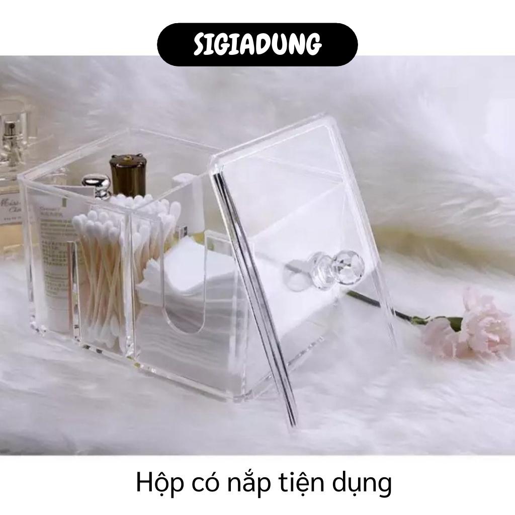 [SGD] Hộp Đựng Bông Tẩy Trang - Khay Kệ Đựng Son, Tăm Bông Trong Suốt, Không Bị Ố Màu 4925