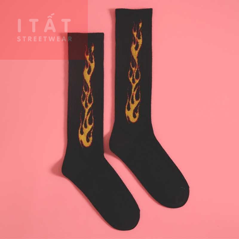 [FREESHIP EXTRA] Tất thể thao thời trang cao cổ Off-White lửa blade flame fire flare up socks unisex Streetwear