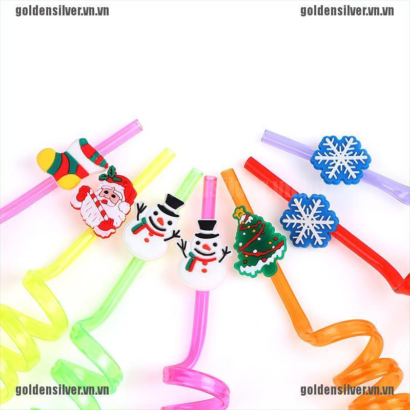 【well】Christmas Party Disposable Plastic Straws Birthday Party Decorations Sup