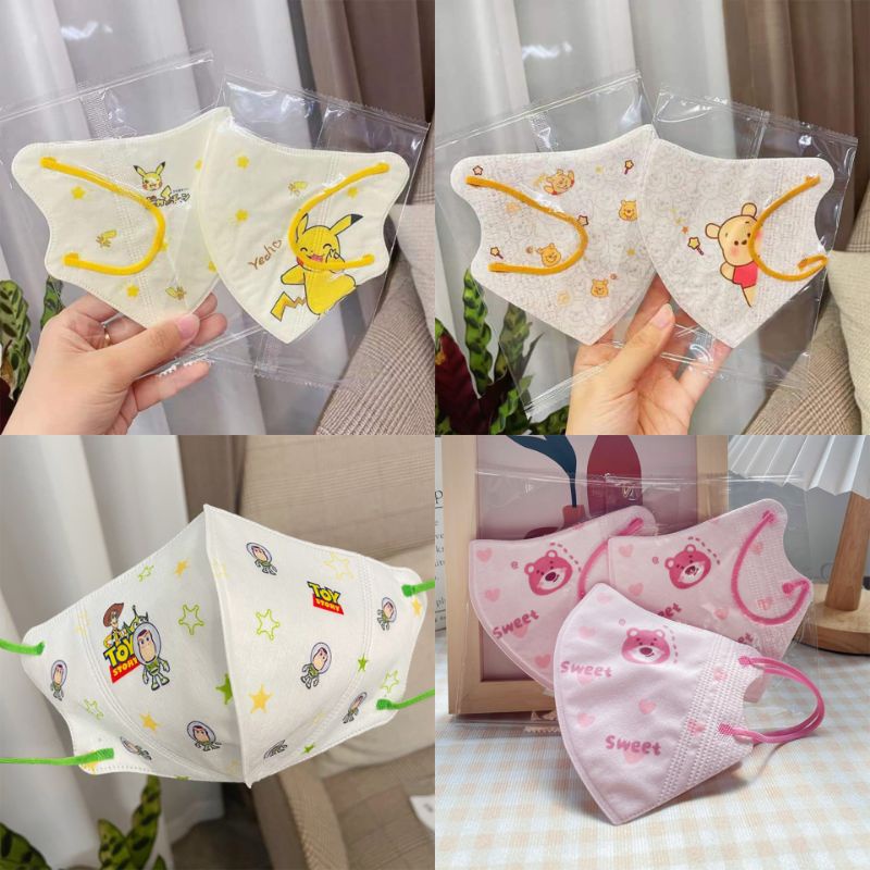 Set 10 Chiếc Khẩu Trang 3D Cho Bé 4-8 Tuổi Hoạ Tiết Siêu Dễ Thương