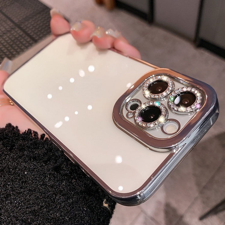 Ốp Điện Thoại Silicon Dẻo Trong Suốt Đính Đá Lấp Lánh 6D Bảo Vệ Camera Cho iPhone 13 Pro MAX 12 Pro 11 Pro MAX