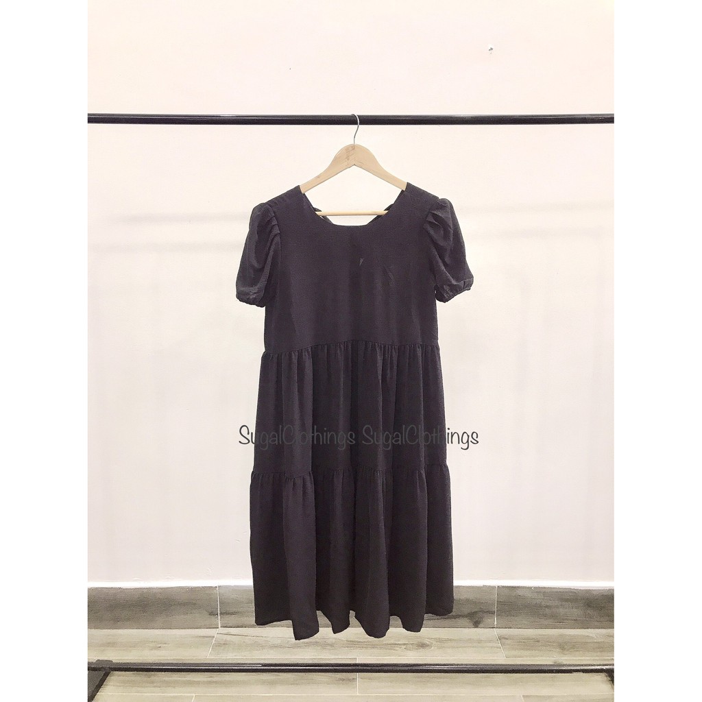 [Kèm Video SP] Váy Nữ BABY DOLL Dáng Xòe Tay Bồng Phối Dây Nơ Sau Cổ Kiểu Dáng Trẻ Trung Thời Trang Sugal VAY NU 028