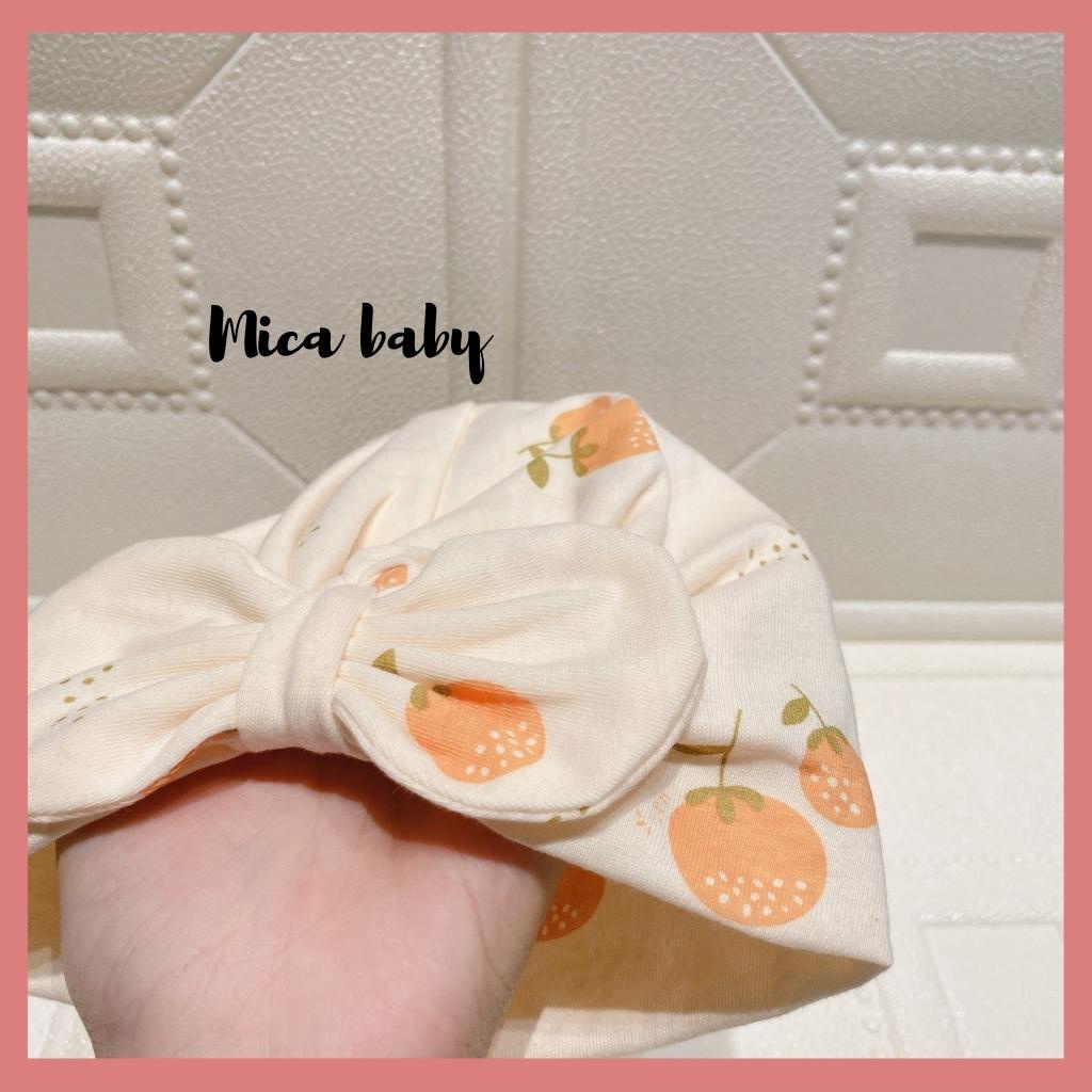 Mũ turban màu be họa tiết quả cam đáng yêu cho bé Mica Baby MTB98