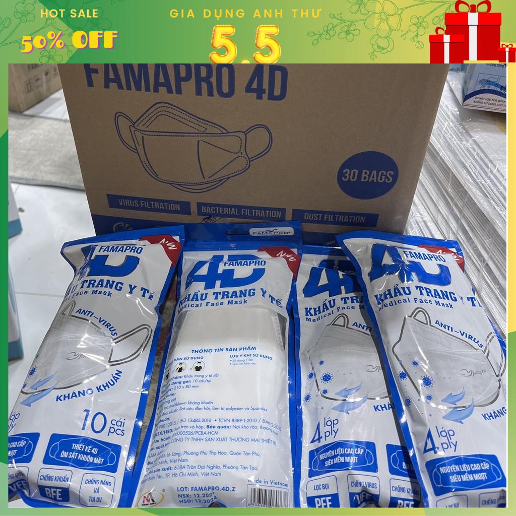 Túi 10 cái Khẩu Trang Cao Cấp Chính Hãng 4D Famapro Nam Anh