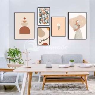 Bộ 5 tranh canvas treo tường phong cách tối giản Minimalist LIN92