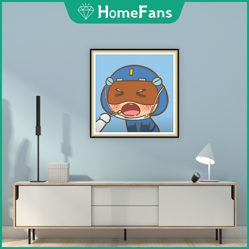 Bộ Tranh Đính Đá 5D Tự Làm 30x30cm / 40x40cm / 50x50cm Hình Quái Vật Đáng Yêu