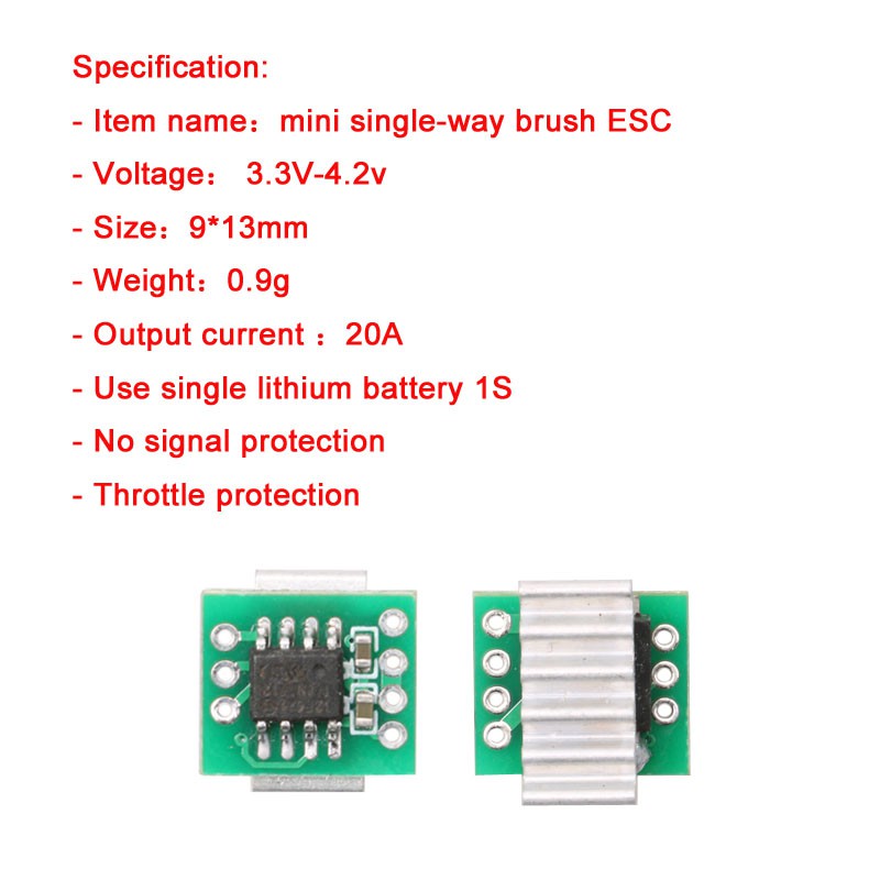 1 Mô Đun Điều Khiển Tốc Độ Động Cơ Một Chiều 20a Esc 3.3-4.2v 1s Lipo Cho Máy Bay Rc