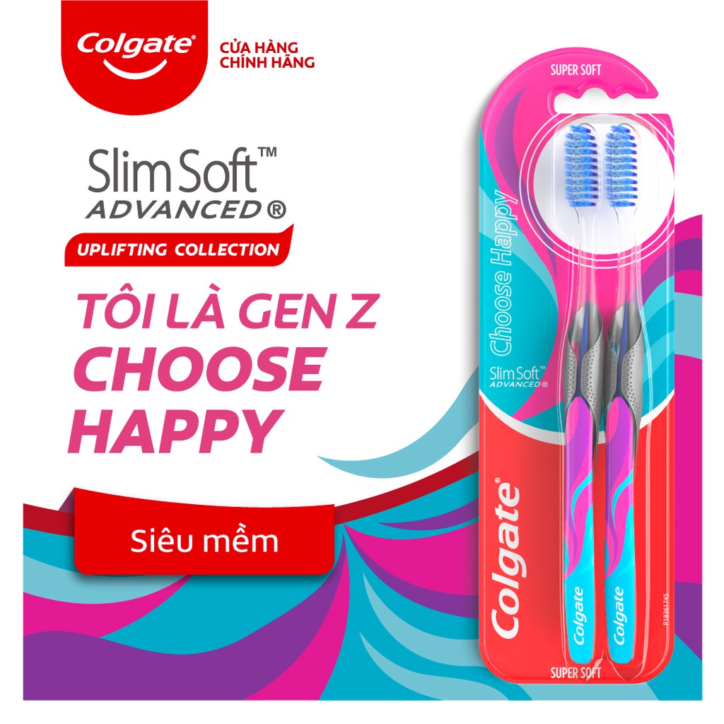 Bộ 2 bàn chải Colgate Slimsoft GenZ 4 cá tính - Choose Happy